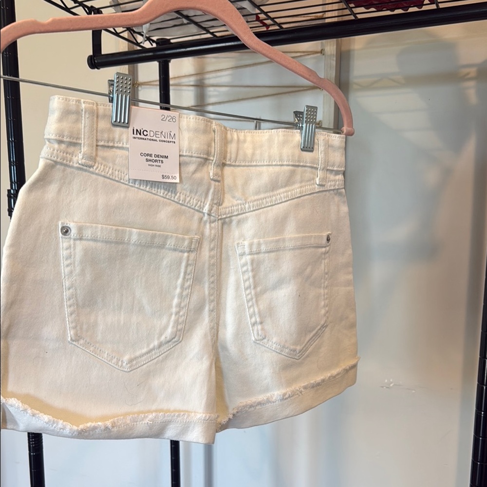 INC International Concepts White Denim Jean Shorts
